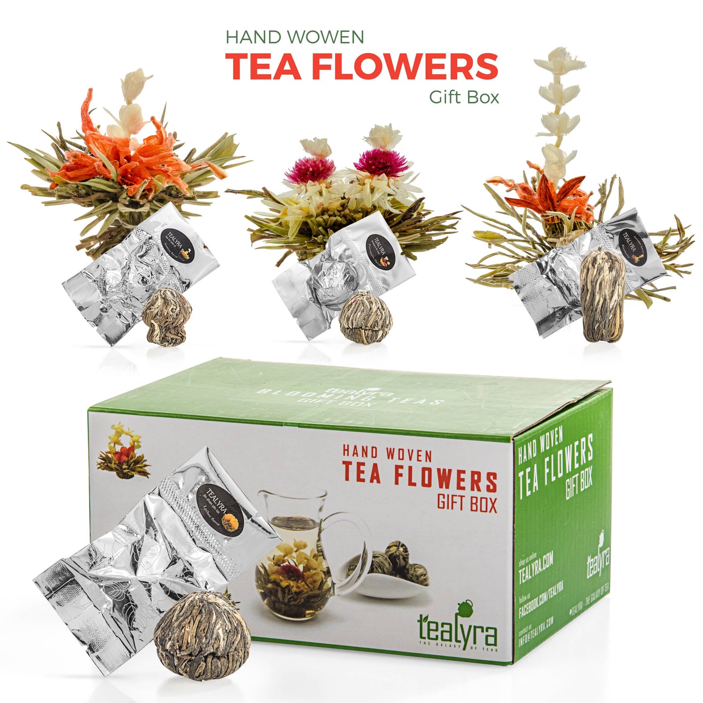 Flowering Blooming Tea Gift Box, 12 pcs Shapes & Flavors