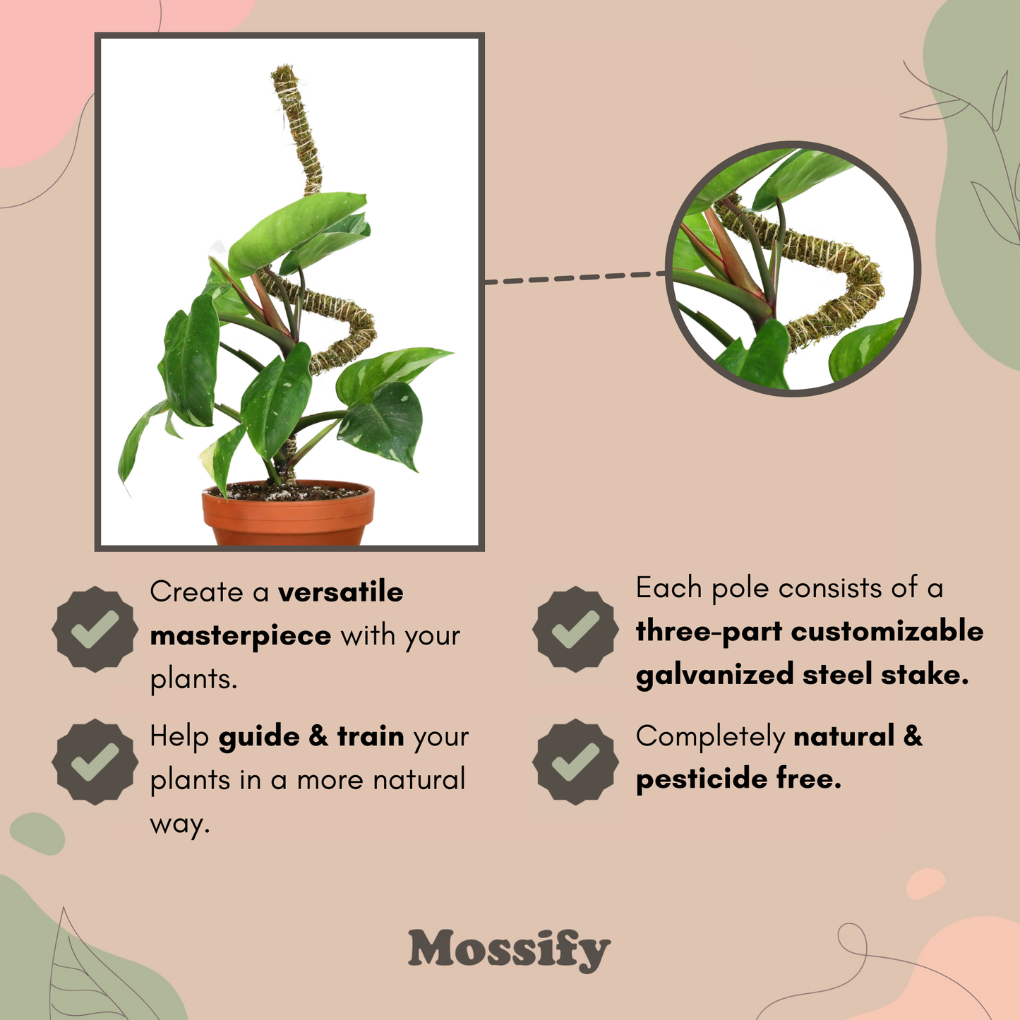 Mossify - 3 Pack Bendable Moss Pole™ 𝘛𝘏𝘐𝘕