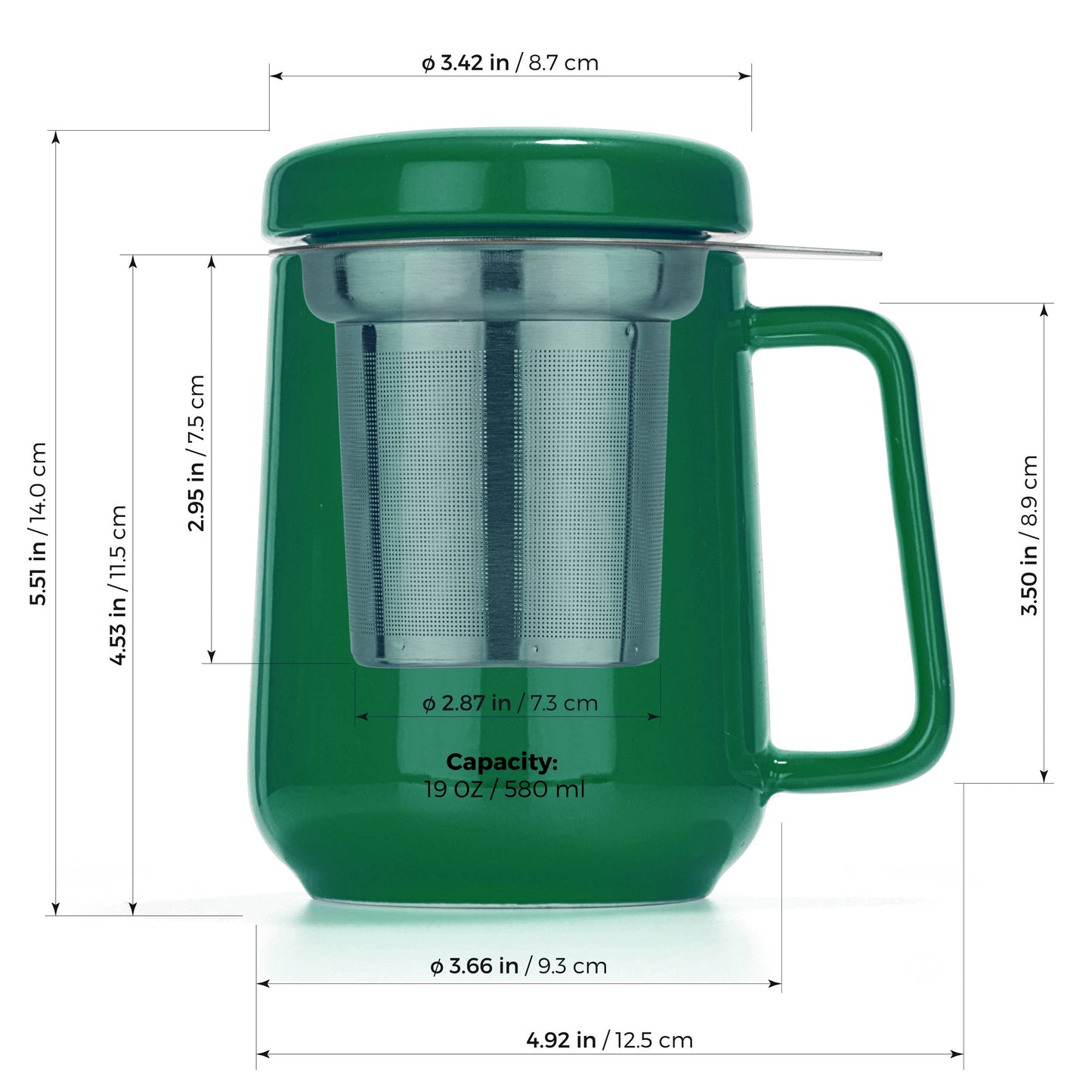 Peak Green Porcelain Mug With Infuser 19oz
