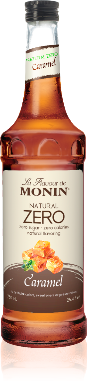 Monin - Natural Zero - Caramel - Zero Sugar & Calories - Natural Flavour - Glass Bottle