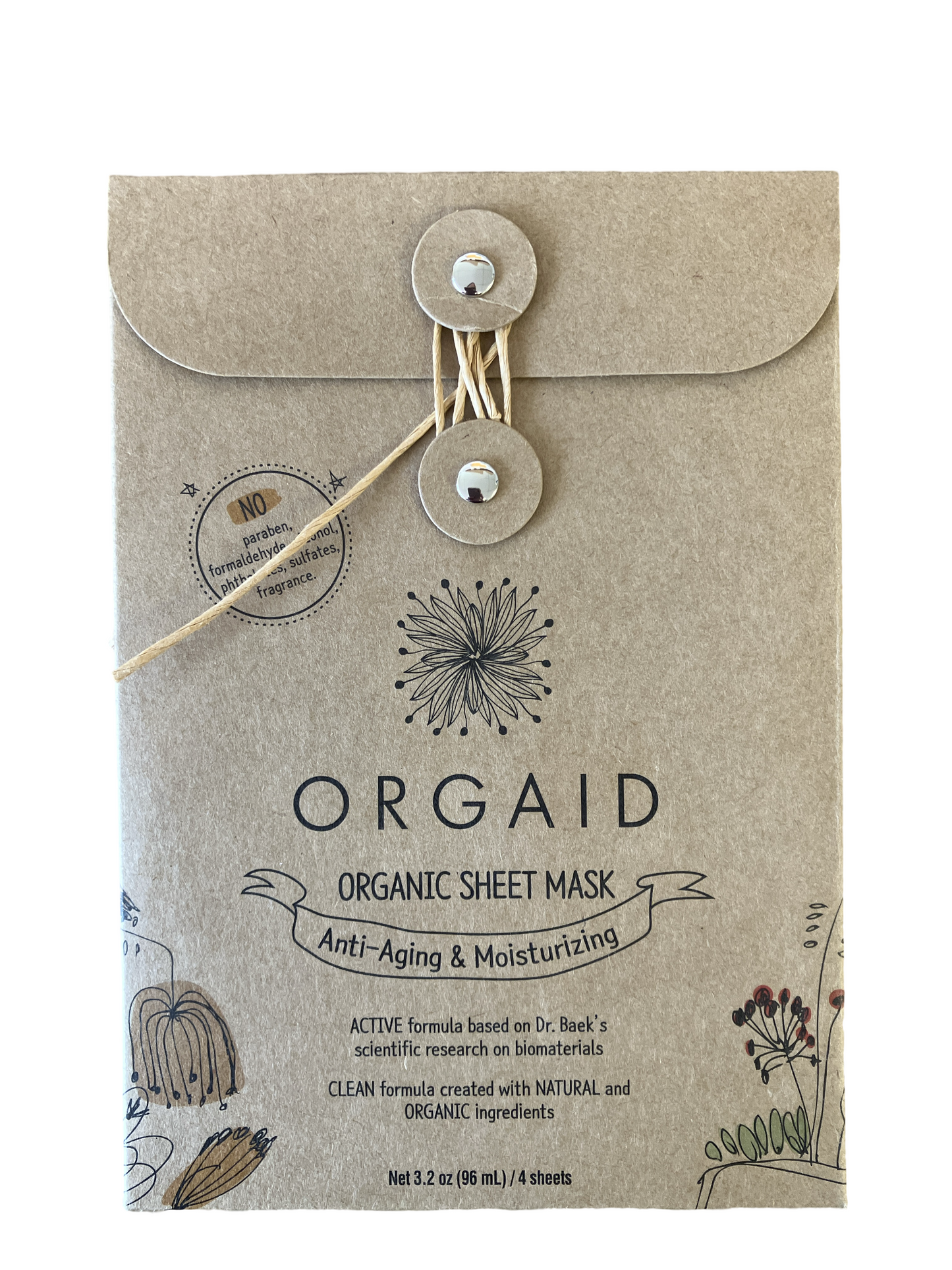 Orgaid Organic Sheet Mask - Anti-Aging & Moisturizing - 4 Pack