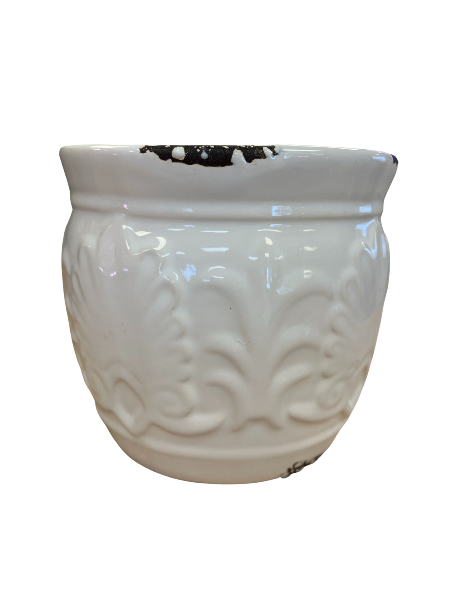 Ceramic Cache Pot - Antique White - 4"