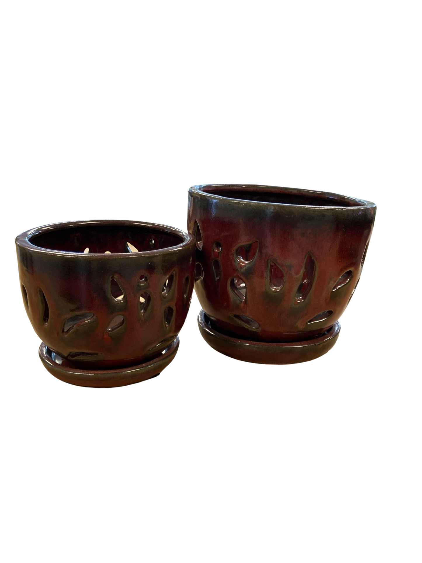 Orchid Pot - Red - Clay, 5" & 7"