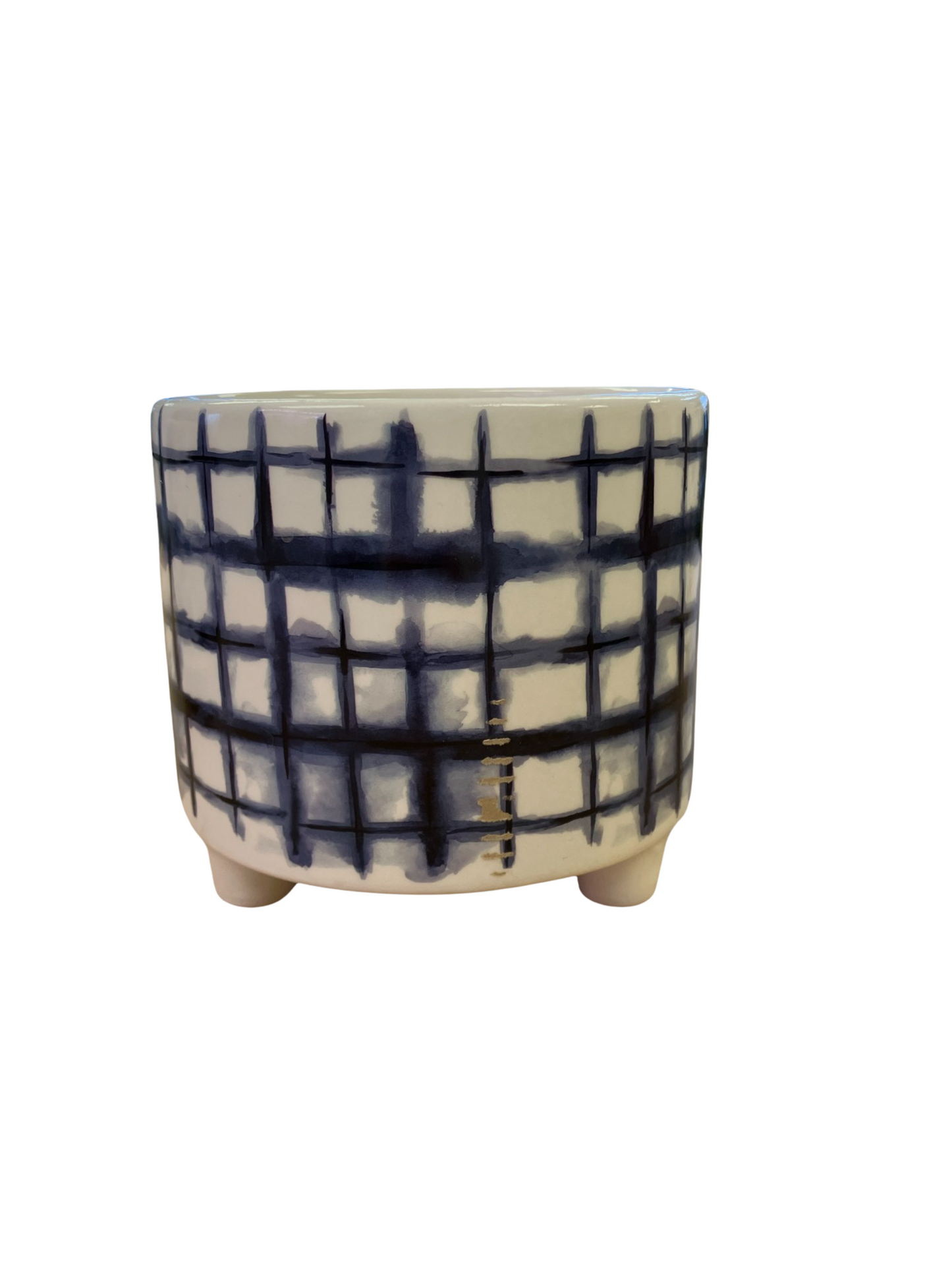 Ceramic Cache Pot - Blue/White Pattern - 5" - 3 Feet