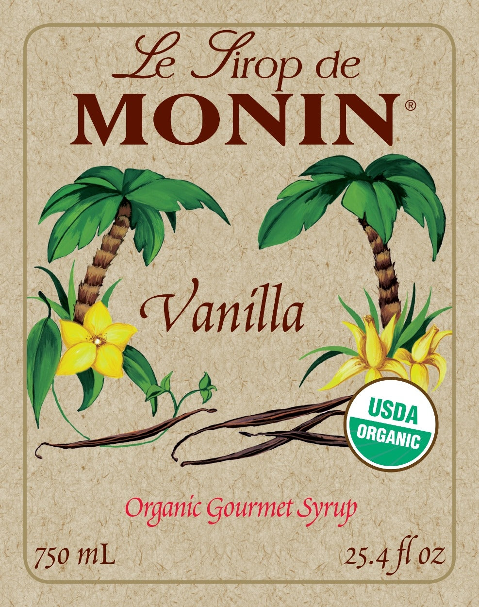 Monin - Organic - Vanilla - 750ml - Glass Bottle