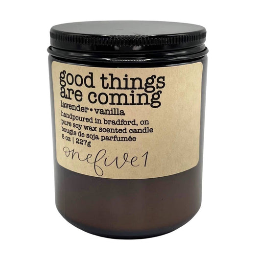 Onefive1- good things are coming!- soy wax candle MILESTONE MOMENTS