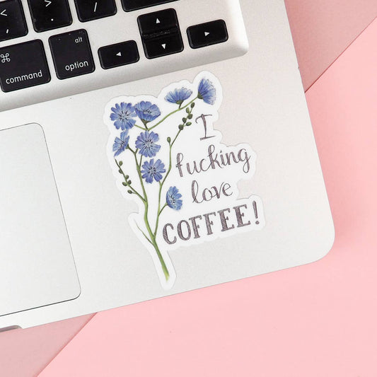 Naughty Florals - I Fucking Love Coffee - Sticker
