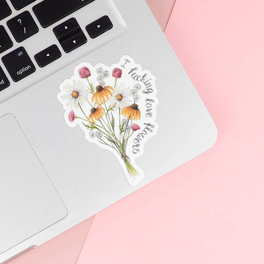Naughty Florals - I Love Flowers - Sticker