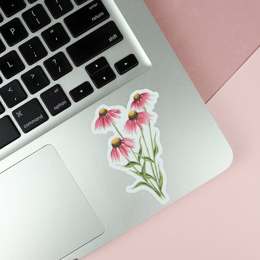 Naughty Florals - Pink Cone Flower - Vinyl Sticker
