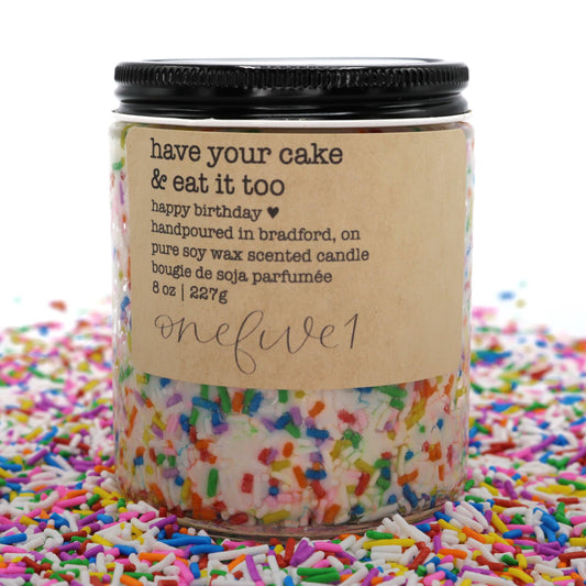 Onefive1 - have your cake & eat it too soy candle BIRTHDAY GIFT IDEA