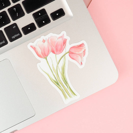Naughty Florals - Pink Tulip - Sticker