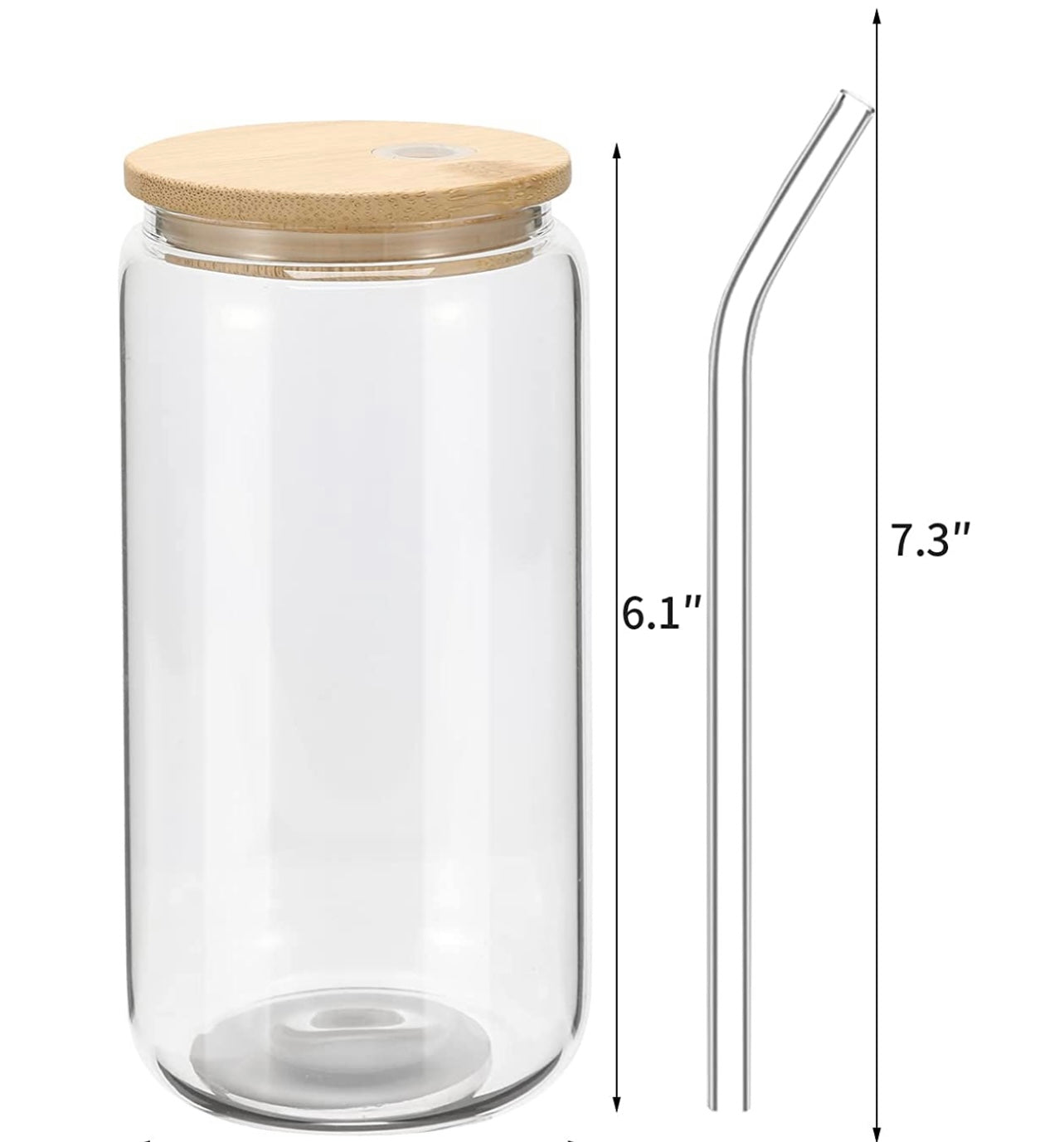 Glass with Bamboo Lid and Straw
